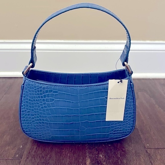 Abercrombie & Fitch- Blue Croc-Embossed small Handbag-NEW - Picture 1 of 11